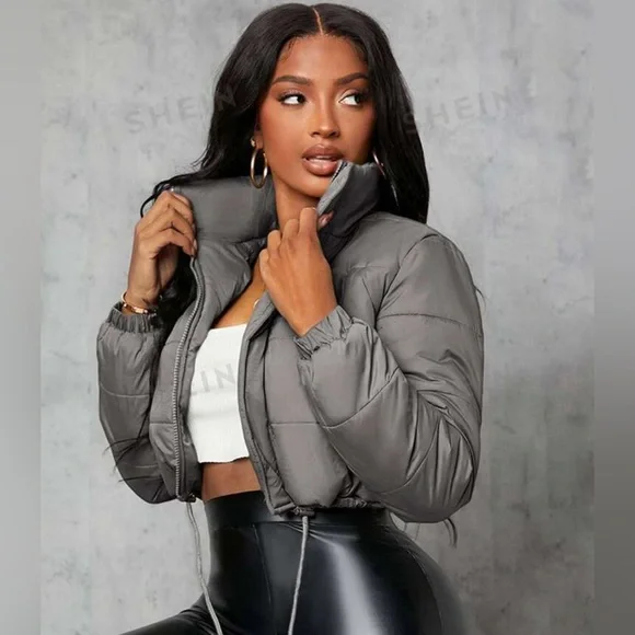 Grey Cropped Puffer - Picture 2 of 5